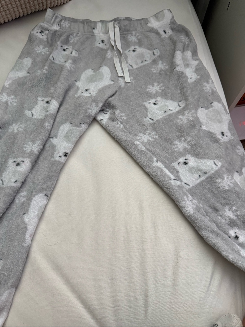 Kids Polar Bear Plush Pajama Pants - Gray
